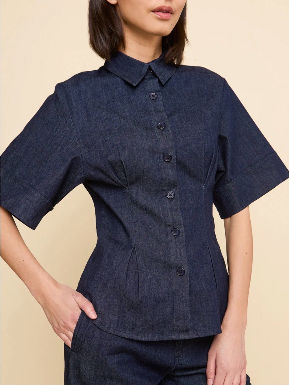 Mixed by Nasrin KQ Button Up in Denim NWT